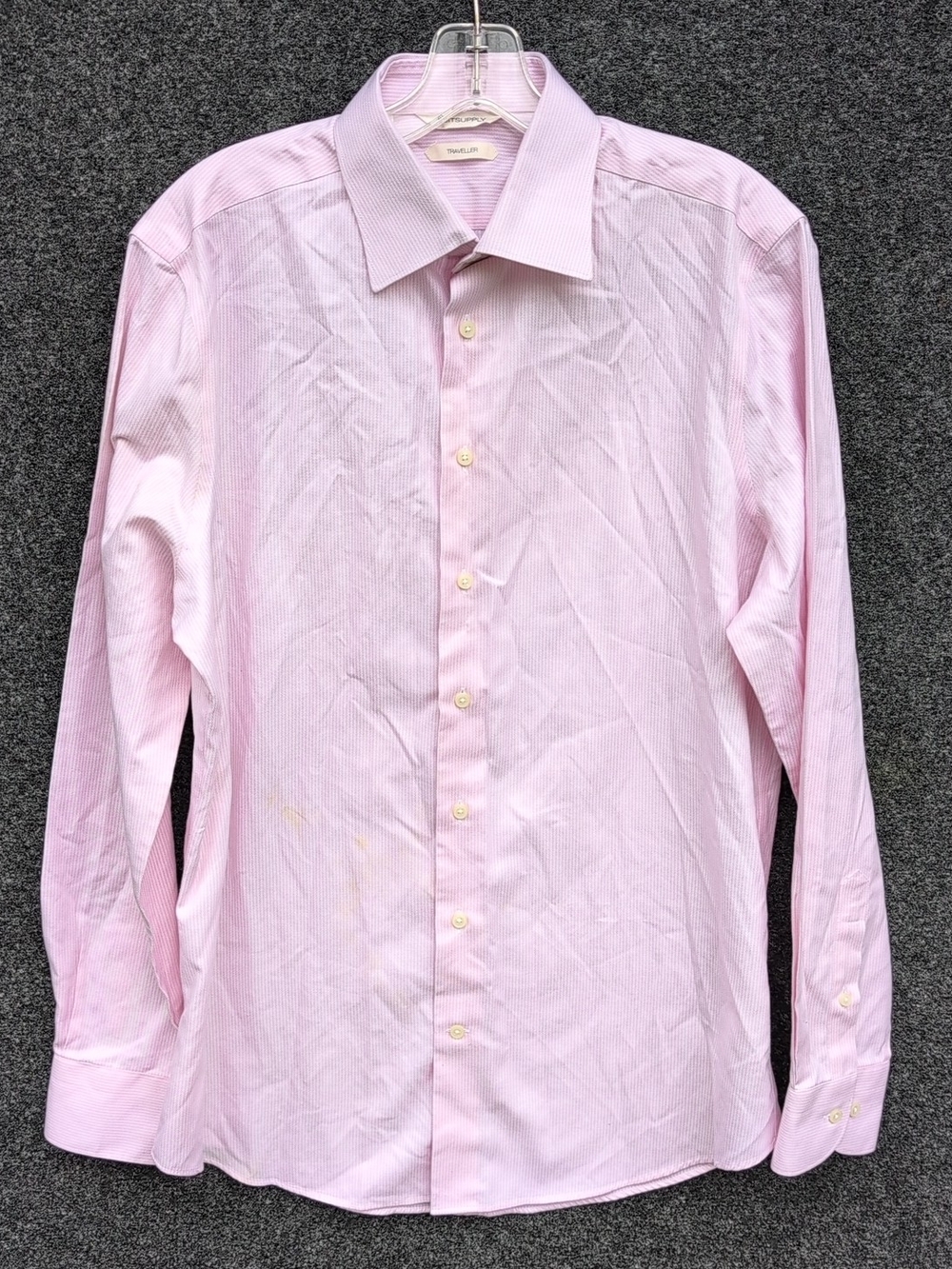SuitSupply Traveller Dress Shirt Mens 15.5 39 M Pink Striped Slim Fit Button Up - Picture 2 of 14
